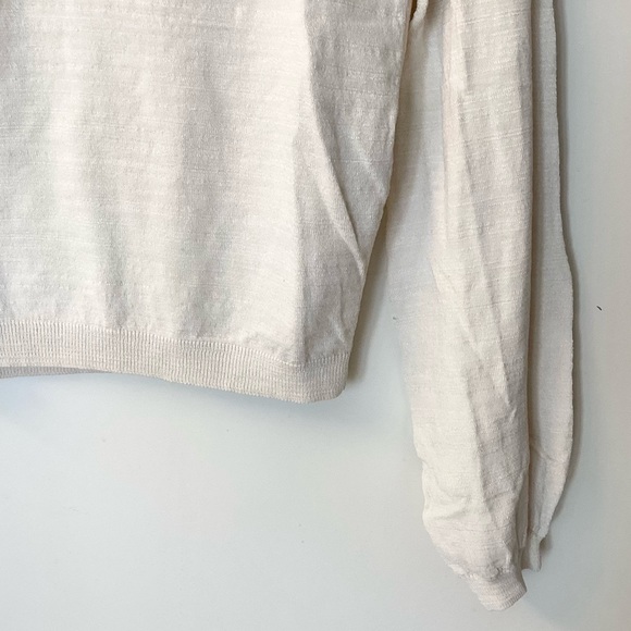 CO Essentials Long Sleeve Silk Blend Knit Top - Ivory - S - Picture 3 of 7